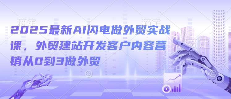 2025最新AI闪电做外贸实战课，外贸建站开发客户内容营销从0到3做外贸-领学通