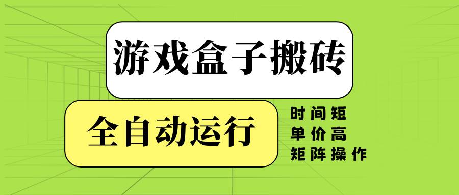 （14141期）游戏盒子全自动搬砖，时间短、单价高，矩阵操作-领学通