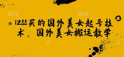 1288买的国外美女起号技术，国外美女搬运教学-领学通