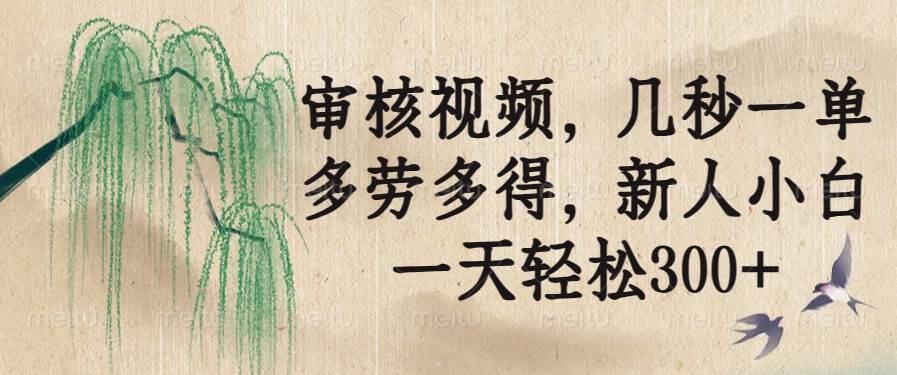（14202期）审核视频，几秒一单，多劳多得，新人小白一天轻松300+-领学通