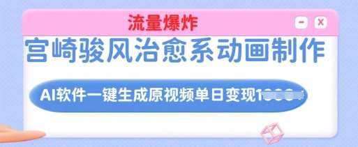 宫崎骏风治愈系动画制作，AI软件一键生成原创视频流量爆炸，单日变现多张，详细实操流程-领学通