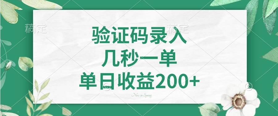 （14221期）验证码录入，几秒一单，单日收益200+-领学通