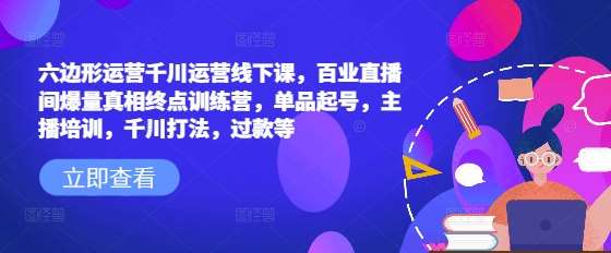 六边形运营千川运营线下课，百业直播间爆量真相终点训练营，单品起号，主播培训，千川打法，过款等-领学通