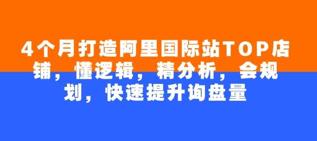 4个月打造阿里国际站TOP店铺，懂逻辑，精分析，会规划，快速提升询盘量-领学通