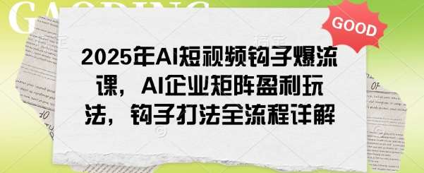 2025年AI短视频钩子爆流课，AI企业矩阵盈利玩法，钩子打法全流程详解-领学通