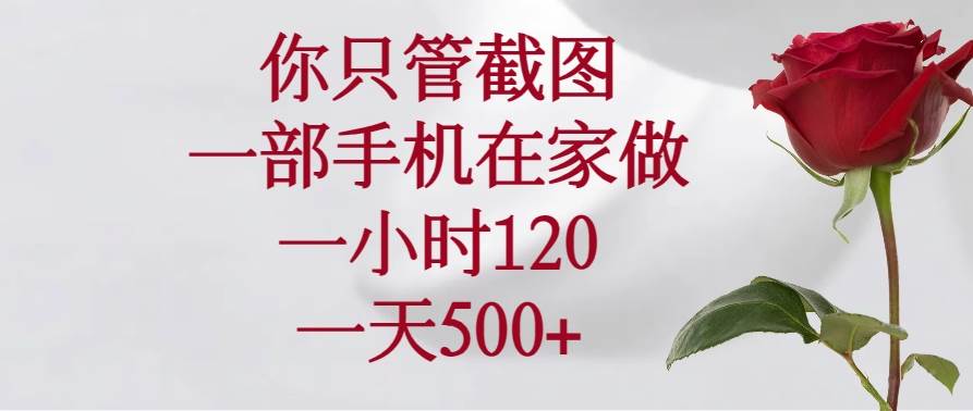 （14248期）你只管截图，一部手机在家做，一小时120，一天500+-领学通