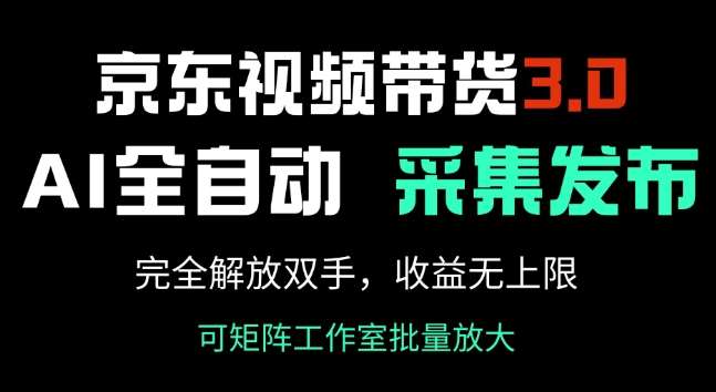 京东视频带货3.0，Ai全自动采集+自动发布，完全解放双手，收入无上限-领学通