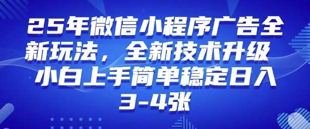 2025年微信小程序最新玩法纯小白易上手，稳定日入多张，技术全新升级【揭秘】-领学通