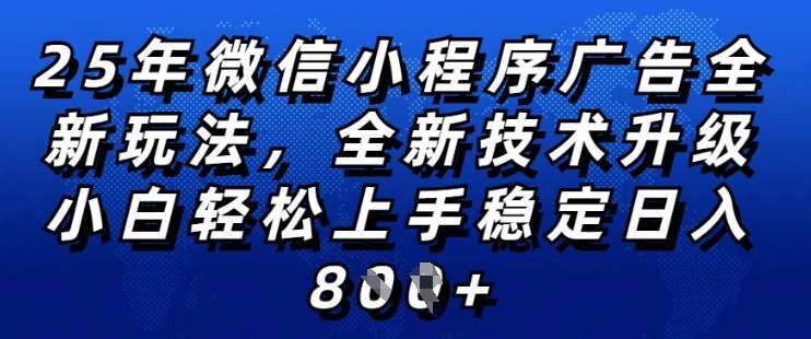 2025年微信小程序全新玩法纯小白易上手，稳定日入多张，技术全新升级，全网首发【揭秘】-领学通