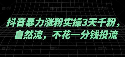 抖音暴力涨粉实操3天千粉，自然流，不花一分钱投流，实操经验分享-领学通