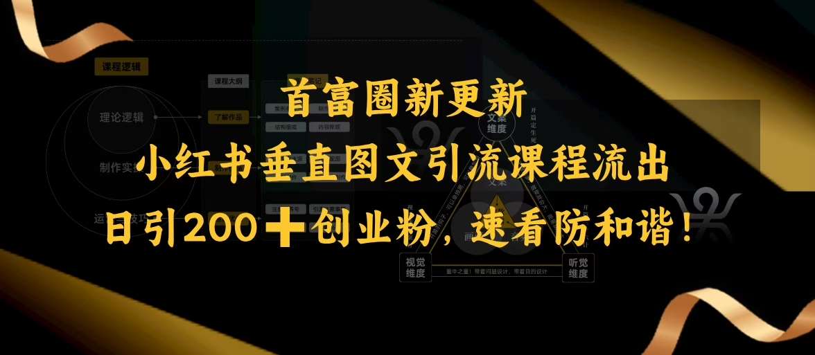 小红书垂直图文引流课程流出，日引200+创业粉，速看防和谐-领学通