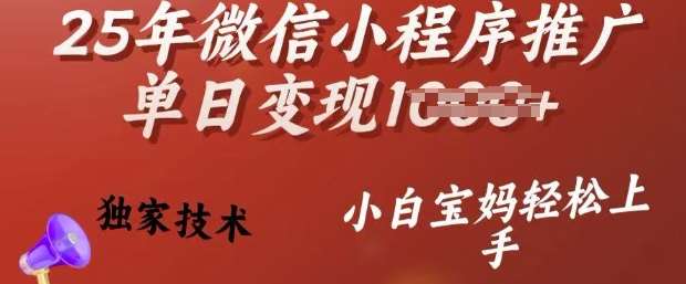 25年微信小程序推广单日变现多张，独家技术，小白宝妈轻松上手【揭秘】-领学通