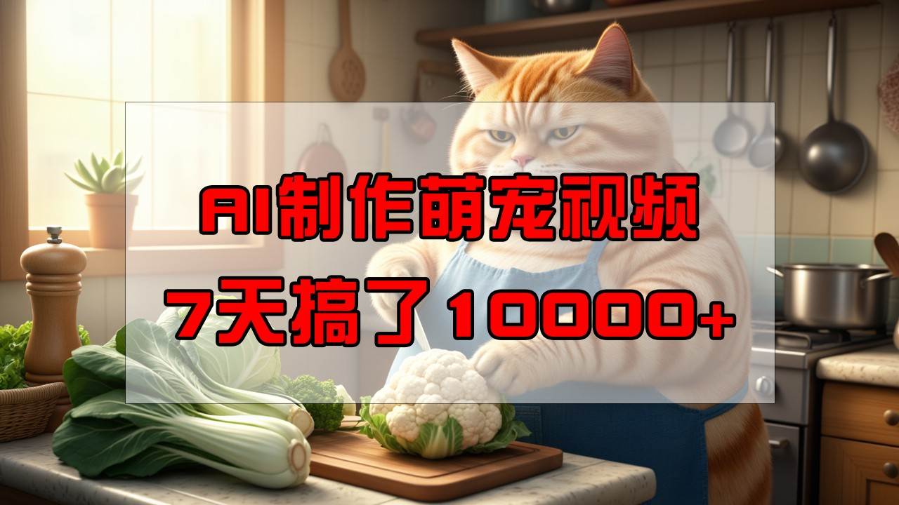 靠AI制作萌宠视频，7天搞了1万+，操作简单门槛低，有手机就行-领学通