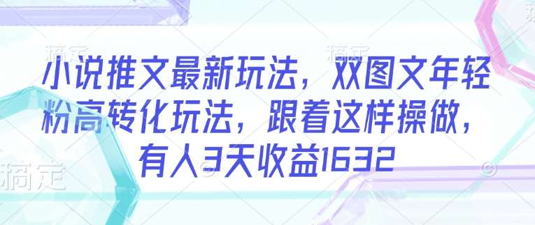 小说推文最新玩法，双图文年轻粉高转化玩法，跟着这样操做，有人3天收益1632-领学通