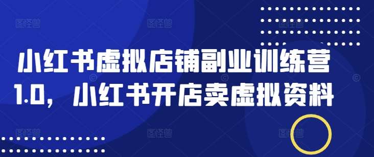 小红书虚拟店铺副业训练营1.0，小红书开店卖虚拟资料-领学通