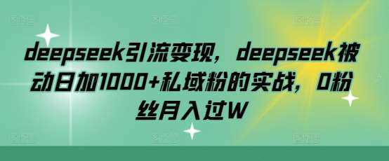 deepseek引流变现，deepseek被动日加1000+私域粉的实战，0粉丝月入过W-领学通
