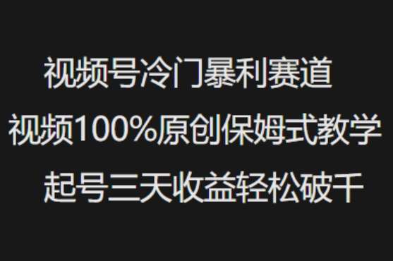 视频号冷门暴利赛道视频100%原创保姆式教学起号三天收益轻松破千-领学通