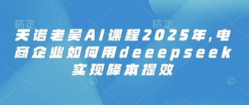 天诺老吴AI课程2025年，电商企业如何用deeepseek实现降本提效-领学通