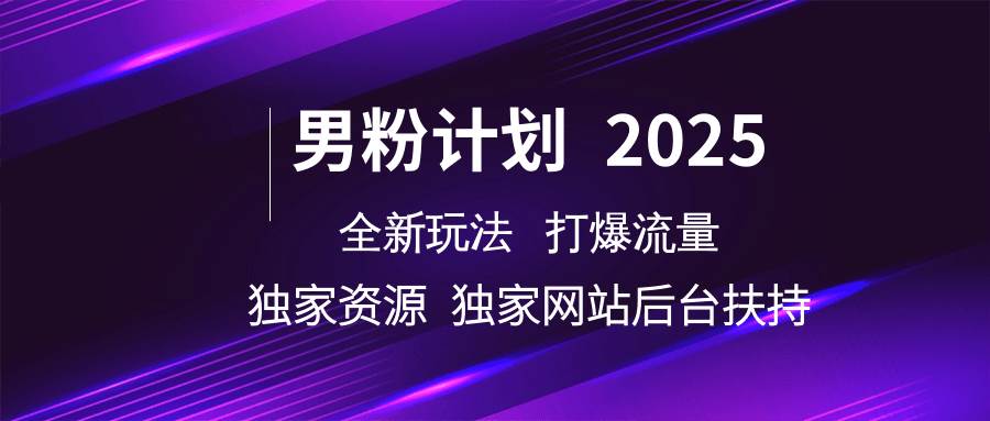 男粉计划2025  全新玩法打爆流量 独立网站 独立资源后台扶持-领学通