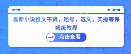 最新小说推文干货，起号，选文，实操等保姆级教程-领学通