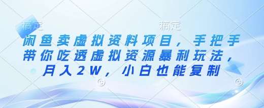 闲鱼卖虚拟资料项目，手把手带你吃透虚拟资源暴利玩法，月入2W，小白也能复制-领学通