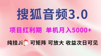 搜狐音频挂ji3.0.可矩阵可放大，独家技术，稳定月入5000+【揭秘】-领学通