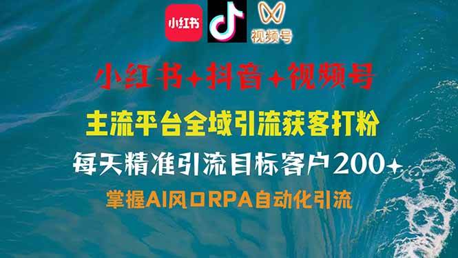 （14484期）小红书、抖音、视频号全域多平台引流获客，日引目标客户200+，RPA自动…-领学通