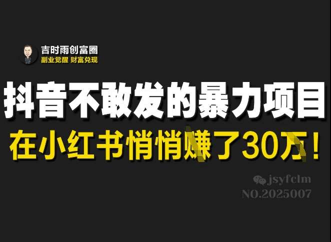 抖音不敢发的暴利项目，在小红书悄悄挣了30W-领学通