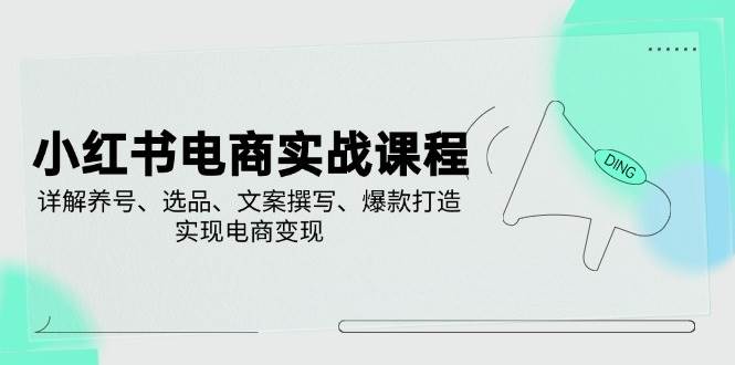（14549期）小红书电商实战课程，详解养号、选品、文案撰写、爆款打造，实现电商变现-领学通