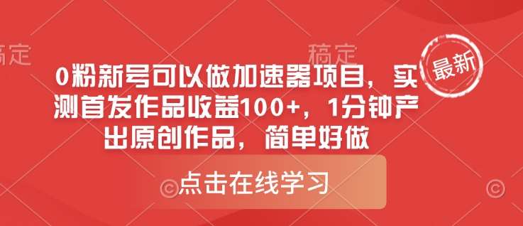 0粉新号可以做的加速器项目，实测首发作品收益100+，1分钟产出原创作品，简单好做-领学通
