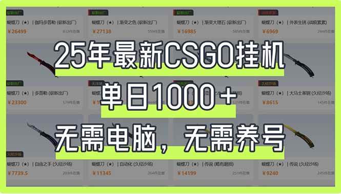 （14178期）25年最新CSGO挂机系统，单日1000+，无需电脑，无需养号，0基础可上手-领学通