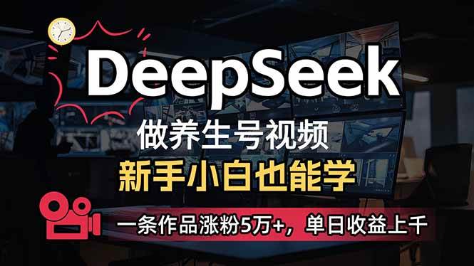 （14199期）小白用DeepSeek做养生号，一条作品涨粉5万+，单日收益上千-领学通