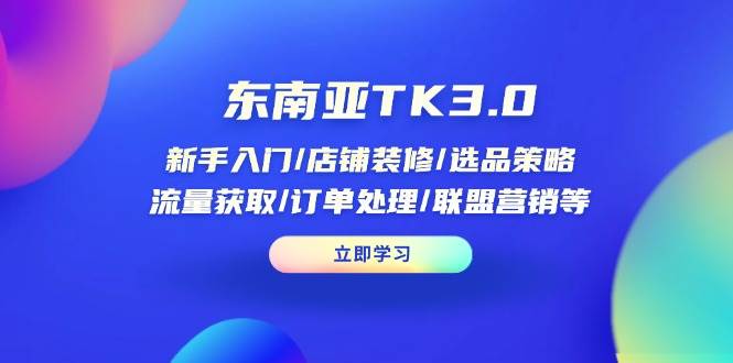 （14208期）东南亚TK3.0：新手入门/店铺装修/选品策略/流量获取/订单处理/联盟营销等-领学通