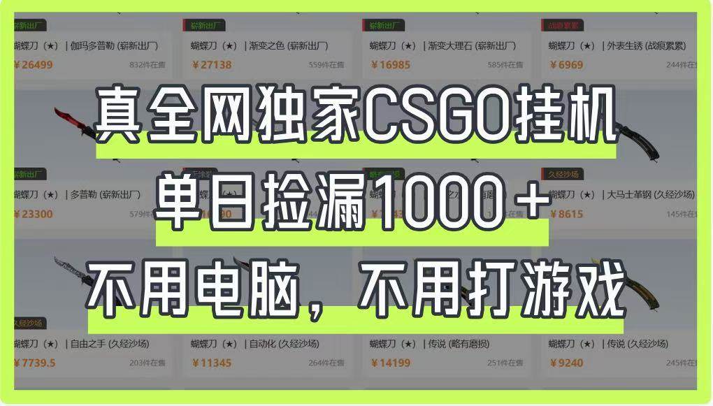 真全网独家CSGO挂机，单日捡漏1000+，不用电脑，不用养号-领学通