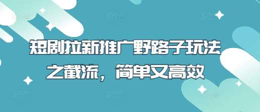 短剧拉新推广野路子玩法之截流，简单又高效-领学通