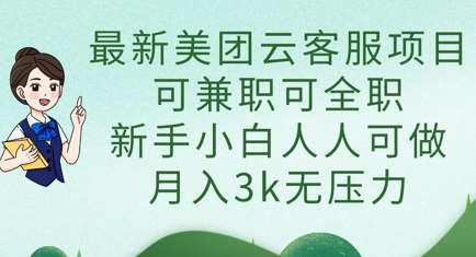最新美团云客服项目，可兼职可全职，新手小白人人可做，月入3k无压力-领学通