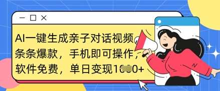 AI一键生成亲子对话视频，条条爆款，一部手机即可操作，单日变现数张-领学通