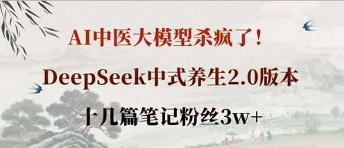 AI中医大模型杀疯了！DeepSeek中式养生2.0版本，十几篇笔记粉丝3w+-领学通
