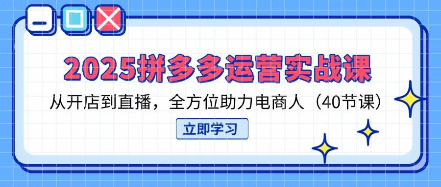 （14259期）2025拼多多运营实战课，从开店到直播，全方位助力电商人（40节课）-领学通
