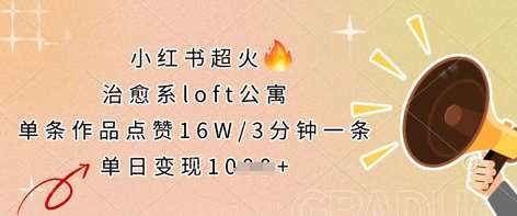 小红书超火的治愈系loft公寓，单条作品点赞16W，3分钟一条，单日变现数张-领学通