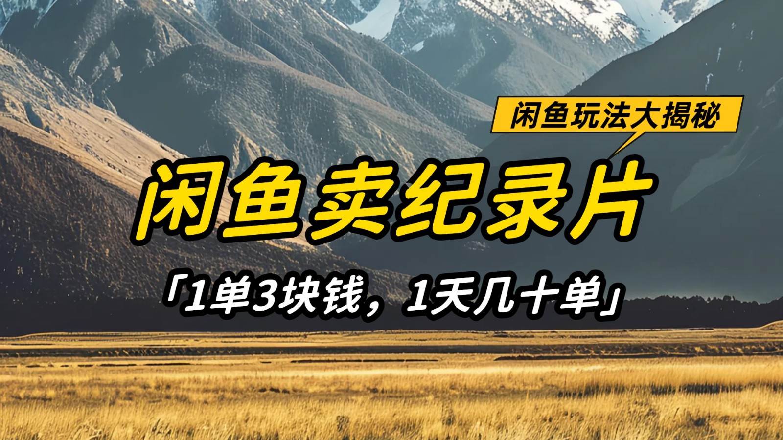 闲鱼卖纪录片，简单又赚钱的小项目，1单3块钱  1天几十单-领学通