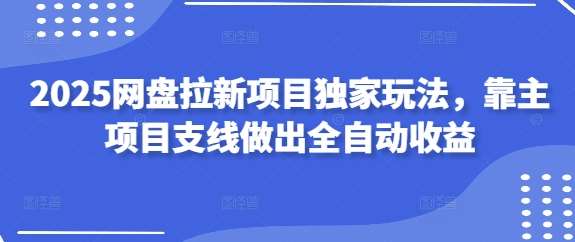 2025网盘拉新项目独家玩法，靠主项目支线做出全自动收益-领学通