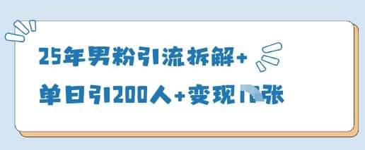 25年男粉引流拆解+单日引200人+变现多张-领学通