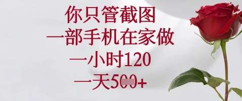 你只管截图，一部手机在家做，苹果安卓都可以，一小时120，一天5张+【揭秘】-领学通