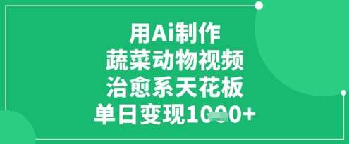用Ai制作蔬菜动物视频，治愈系天花板，单日变现1k-领学通