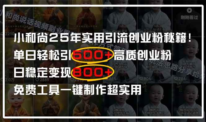 （14436期）小和尚2025年实用引流秘籍！单日轻松引500+高质量创业粉，日变现800+，…-领学通
