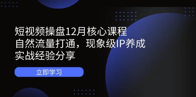 （14447期）短视频操盘12月核心课程：自然流量打通，现象级IP养成，实战经验分享-领学通