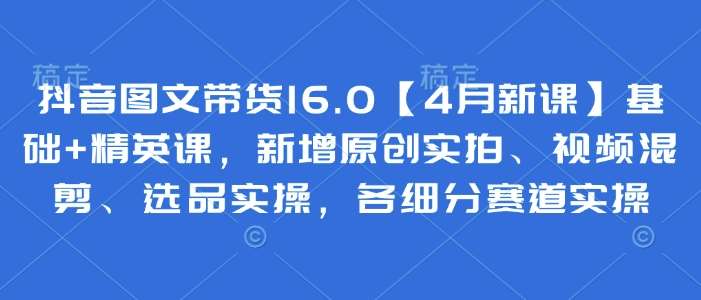 抖音图文带货16.0【4月新课】基础+精英课，新增原创实拍、视频混剪、选品实操，各细分赛道实操-领学通