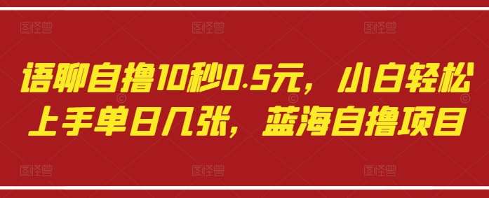 语聊自撸10秒0.5元，小白轻松上手单日几张，蓝海自撸项目-领学通