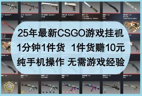 25年最新CSGO游戏挂G，1分钟1件货，1件货挣10元，纯手机操作，无需游戏经验【揭秘】-领学通